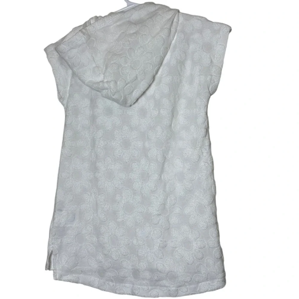 Epic Threads Girls White Floral Terry Cloth‎ Hooded Swim Cover Up Quarter Zip 4T